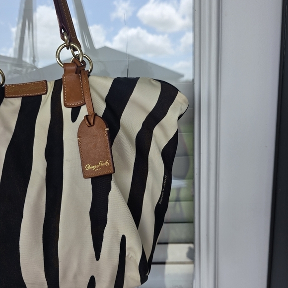Vintage Dooney & Bourke Nylon Leather Trim Tote Bag Zebra Print Women - Picture 16 of 16